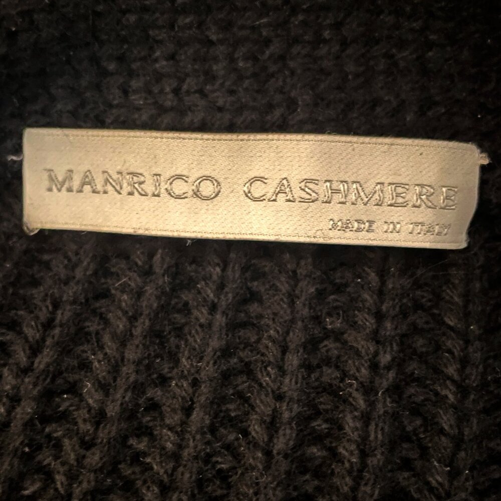 Manrico Cashmere Black 100% Cashmere Cardigan Sash Tie Size Small - Picture 8 of 9